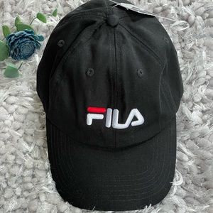 New with tags FILA BLACK HAT w/Logo on the front in white. Adjustable hide strap